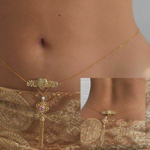 Waterfall tassel heart & flower waist chain